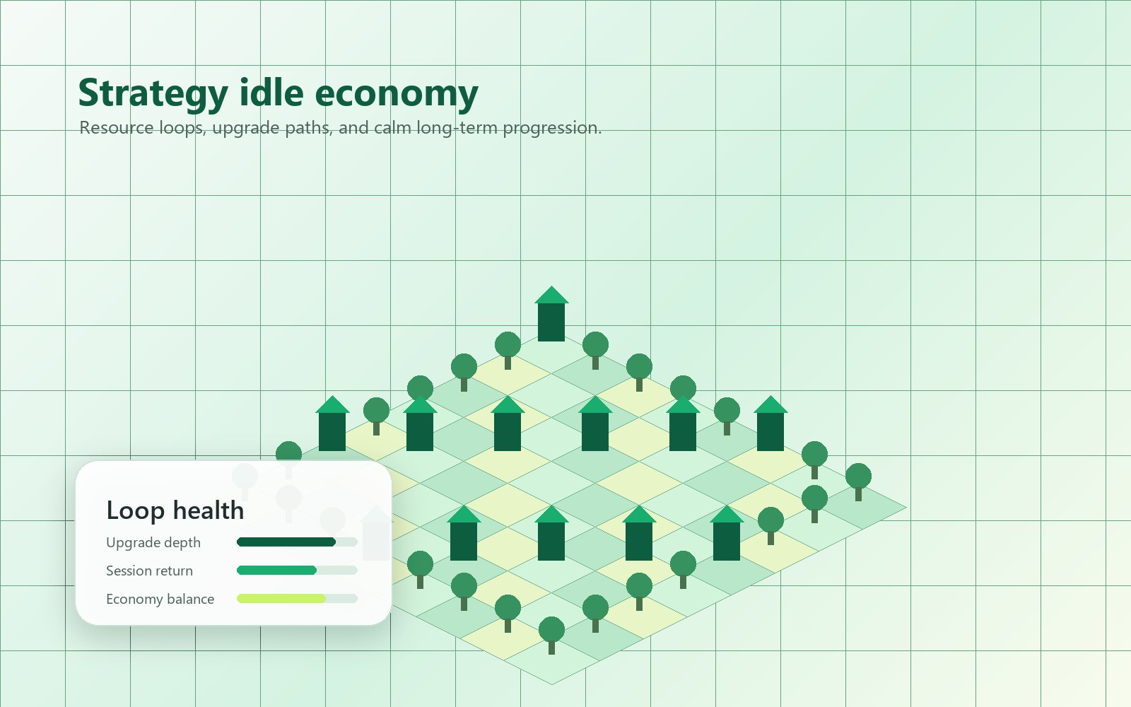 Strategy idle game economy illustration