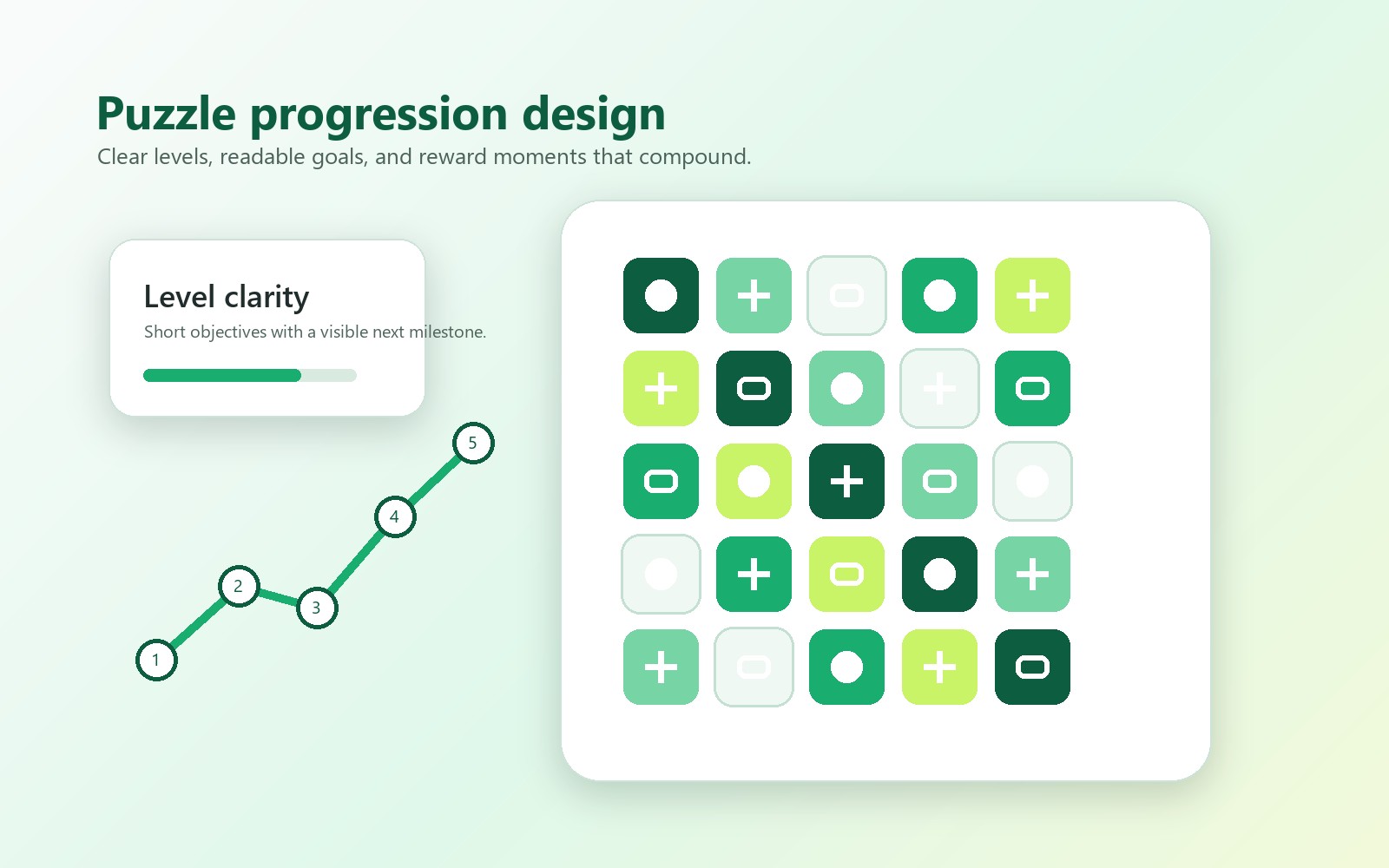 Puzzle progression game board illustration